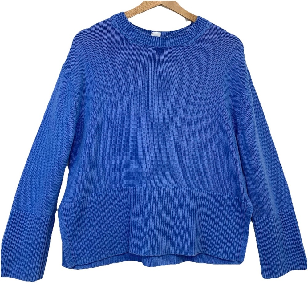 Blue Crewneck Knit Sweater - Women's